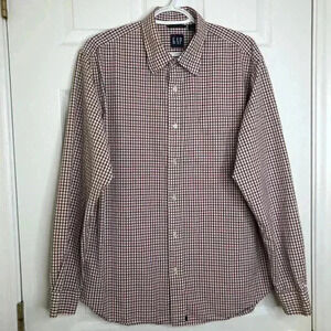 GAP  Dress Shirt White/Red/Black Size Large